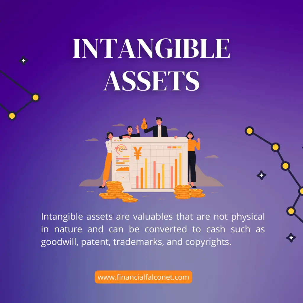 An infographic describing what intangible assets imply.