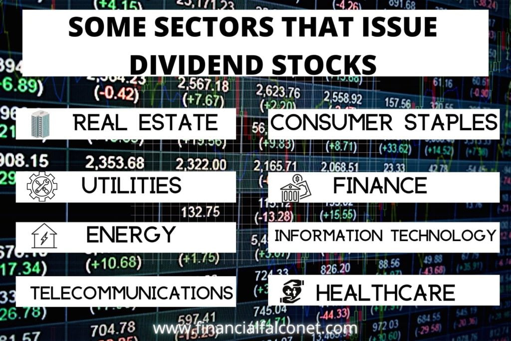 What are dividend stocks? An image showing some sectors that issue dividend stocks