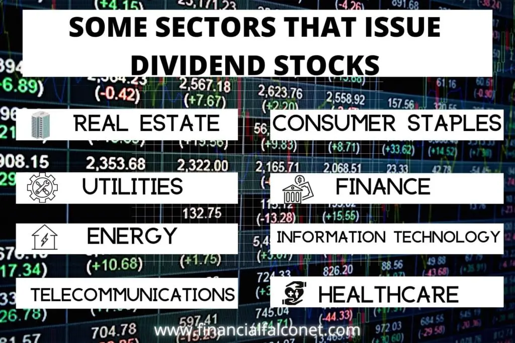 What are dividend stocks? meaning and list 4 What are dividend stocks? An image showing some sectors that issue dividend stocks