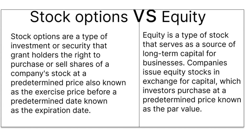 Stock options vs equity differences
