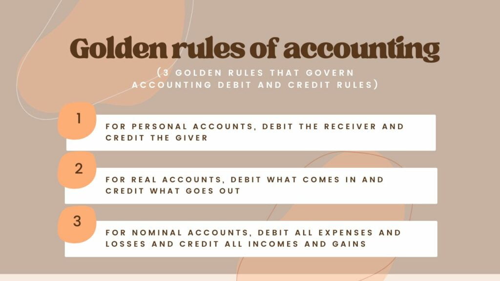 The 3 golden rules that govern the accounting debit and credit rules