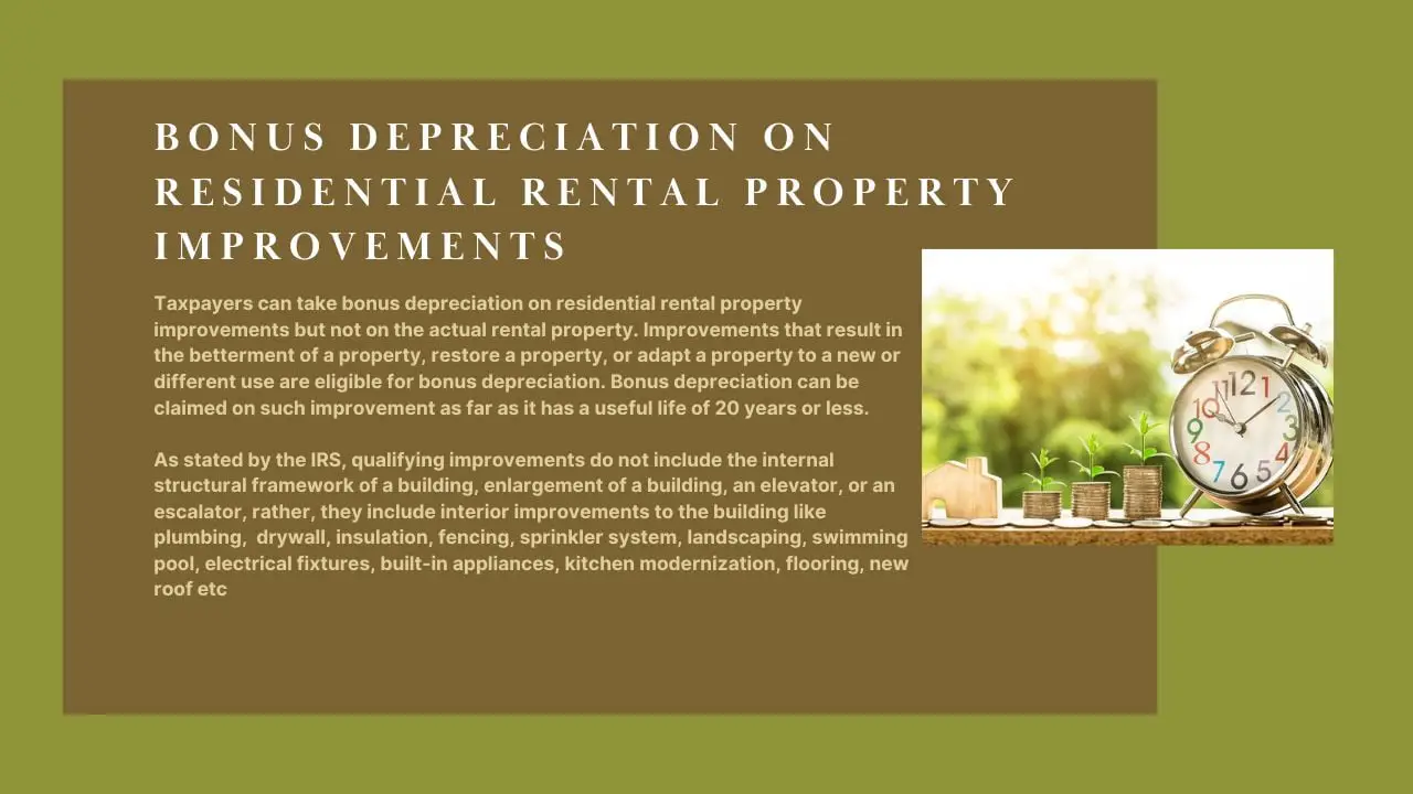 Bonus depreciation on residential rental property improvements