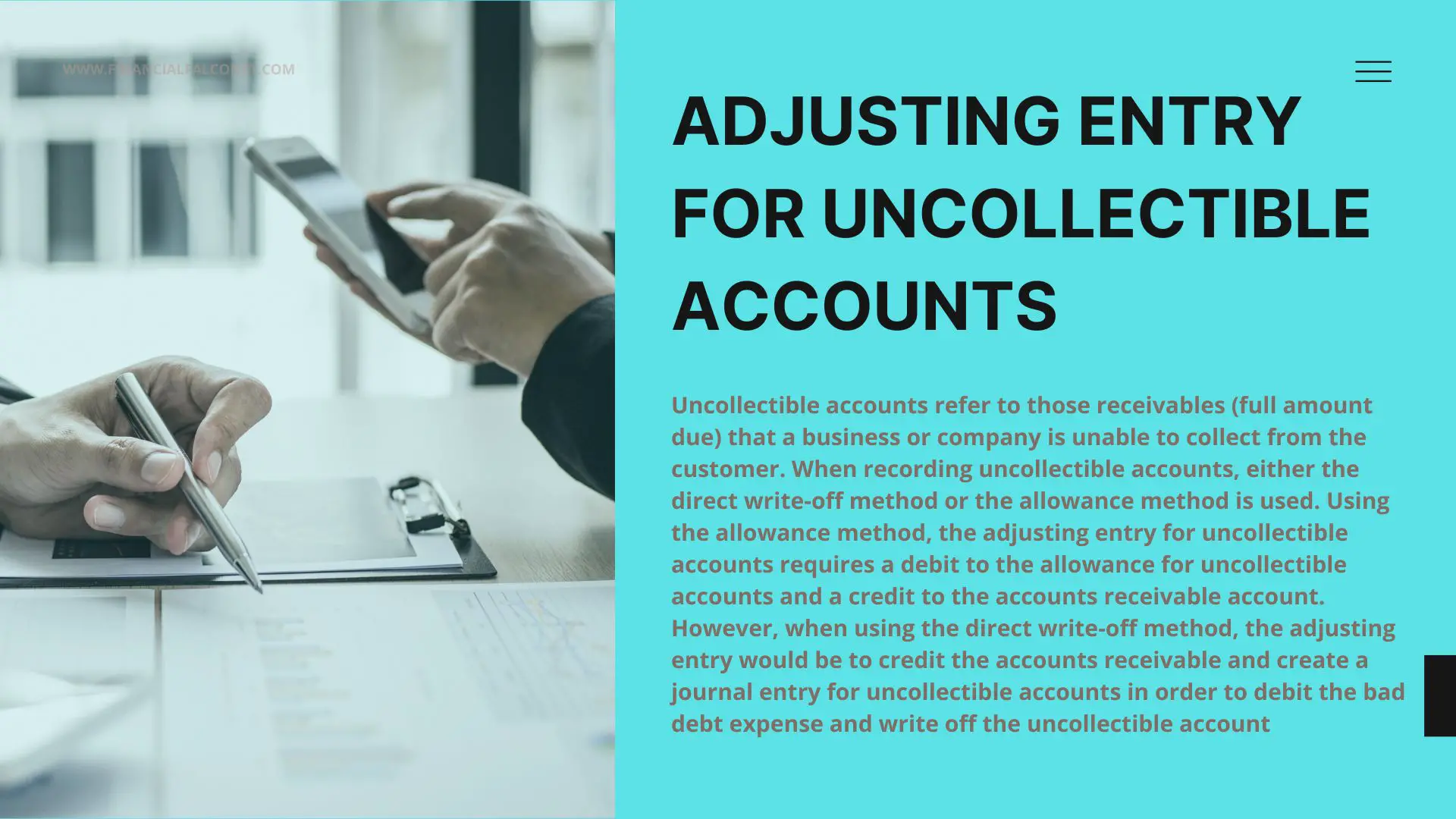 Adjusting entry for uncollectible accounts