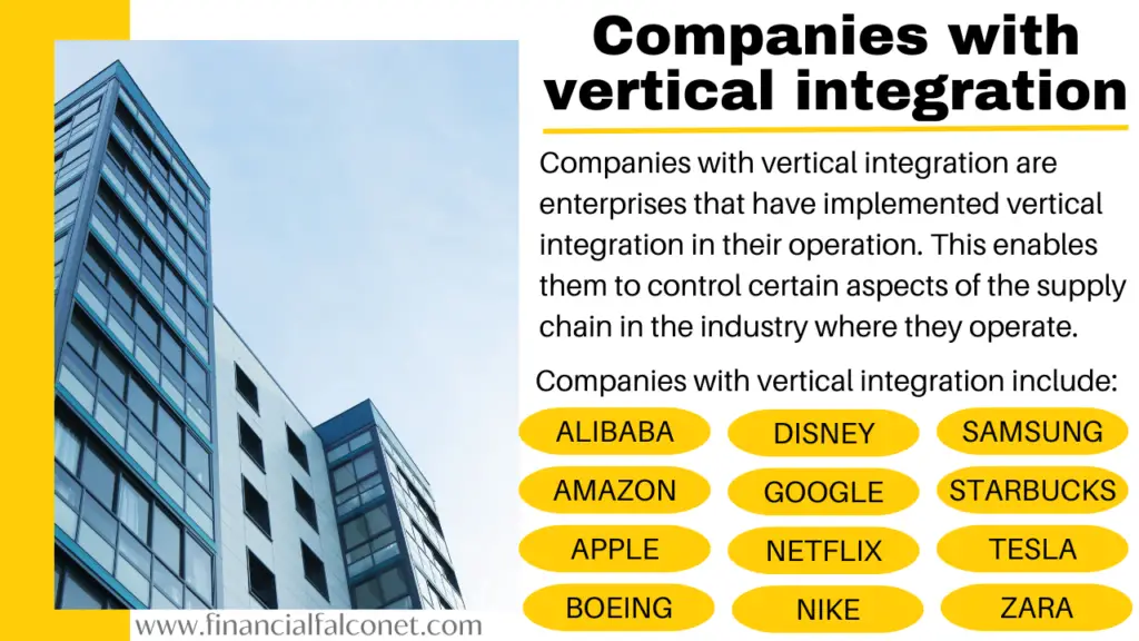 List of Companies with vertical integration