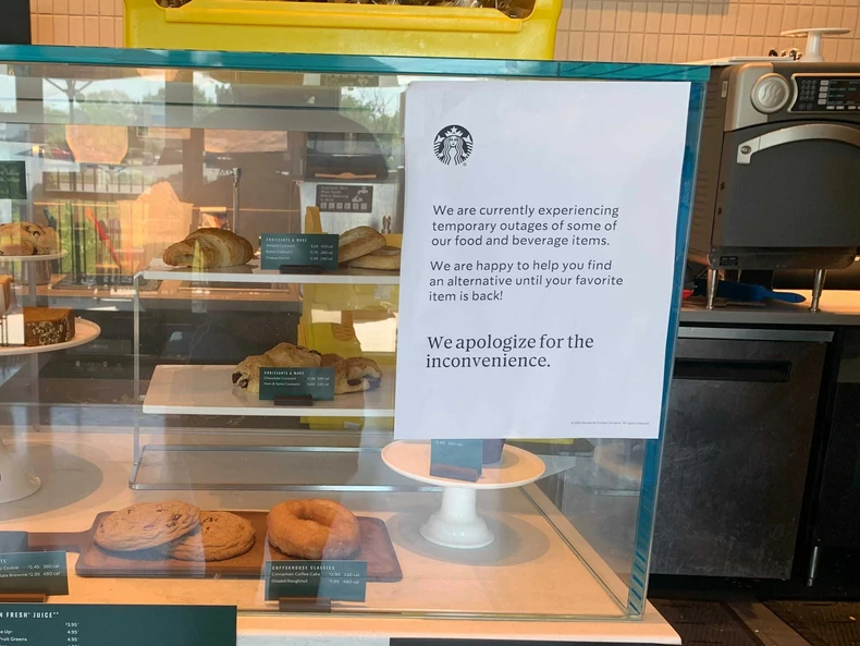 One of Starbucks' supply chain issues is the temporary shortage of base ingredients and items