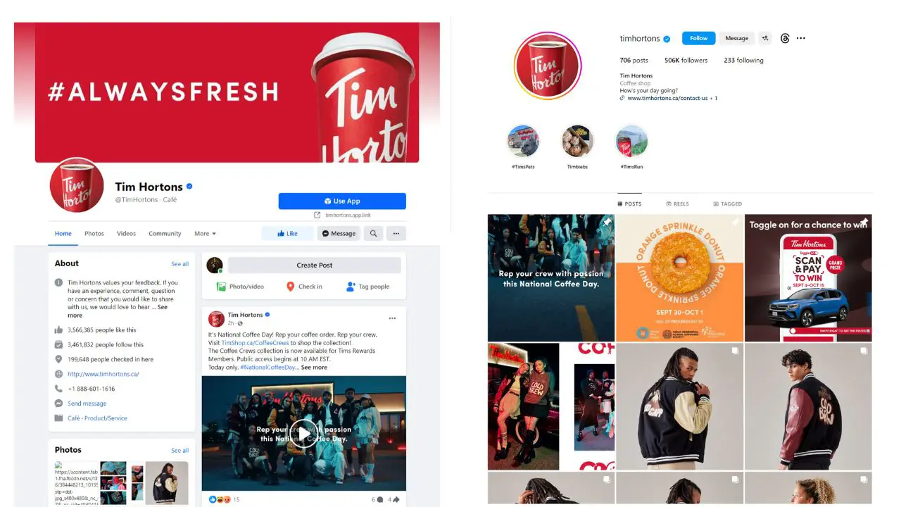 One of Tim Hortons' marketing strategies is using social media platforms like Facebook and Instagram to promote its brand and connect with potential customers