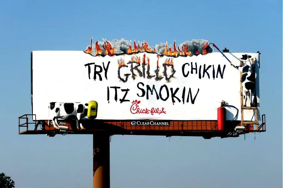 A billboard of Chick-fil-A advertising its grilled chicken sandwich