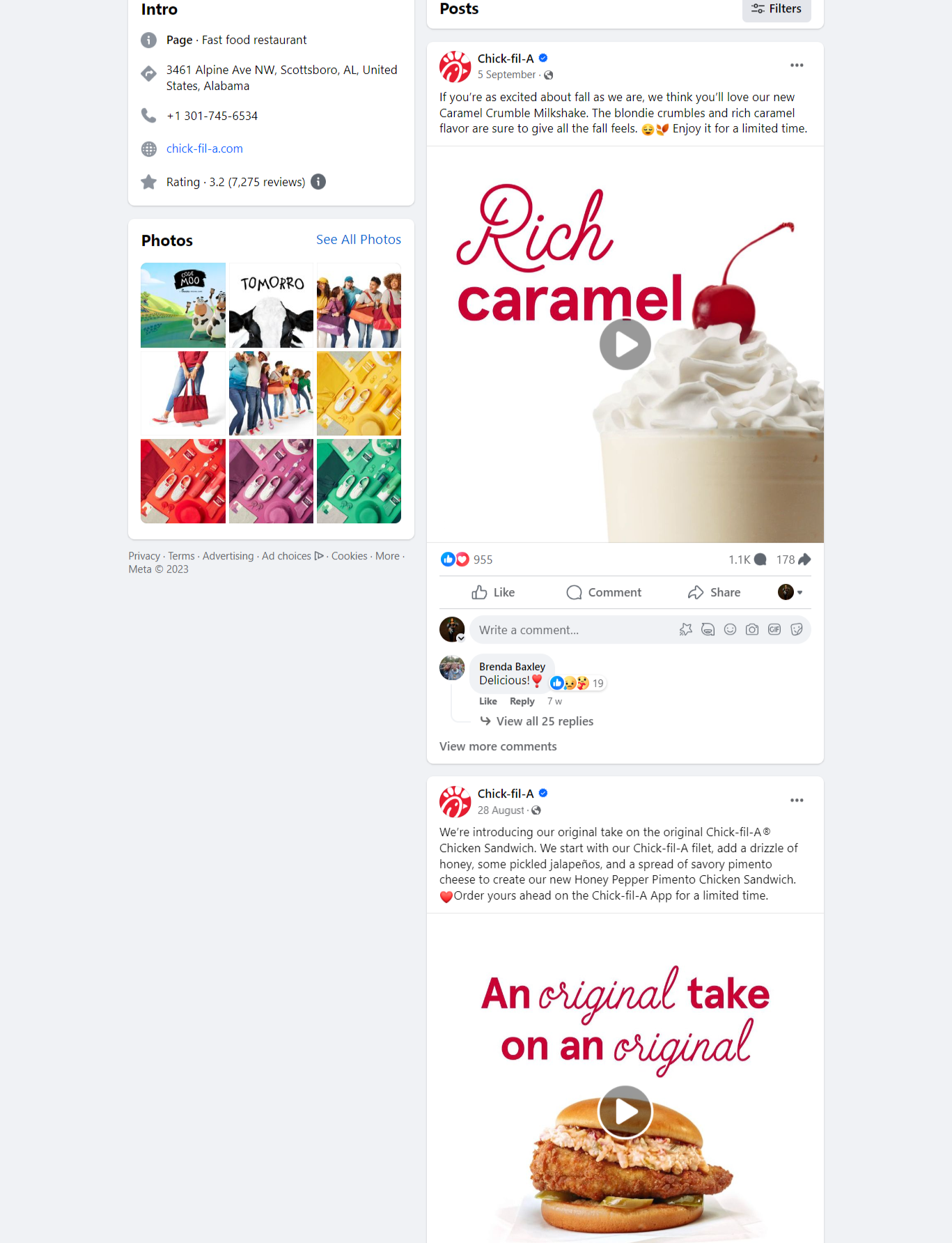 One of Chick-fil-A marketing strategies is interacting with customers on Facebook and sharing content about its product offerings on its Facebook page