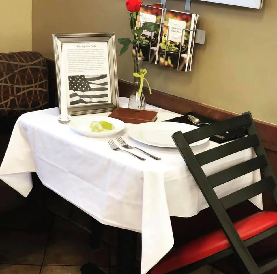Setting up "Missing Man Tables" on Memorial Day is thoughtful; such gestures strengthens chick fil A positioning and image