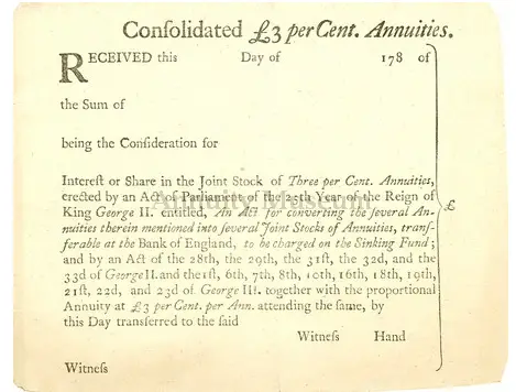 Example of a consol certificate issued by the Bank of England